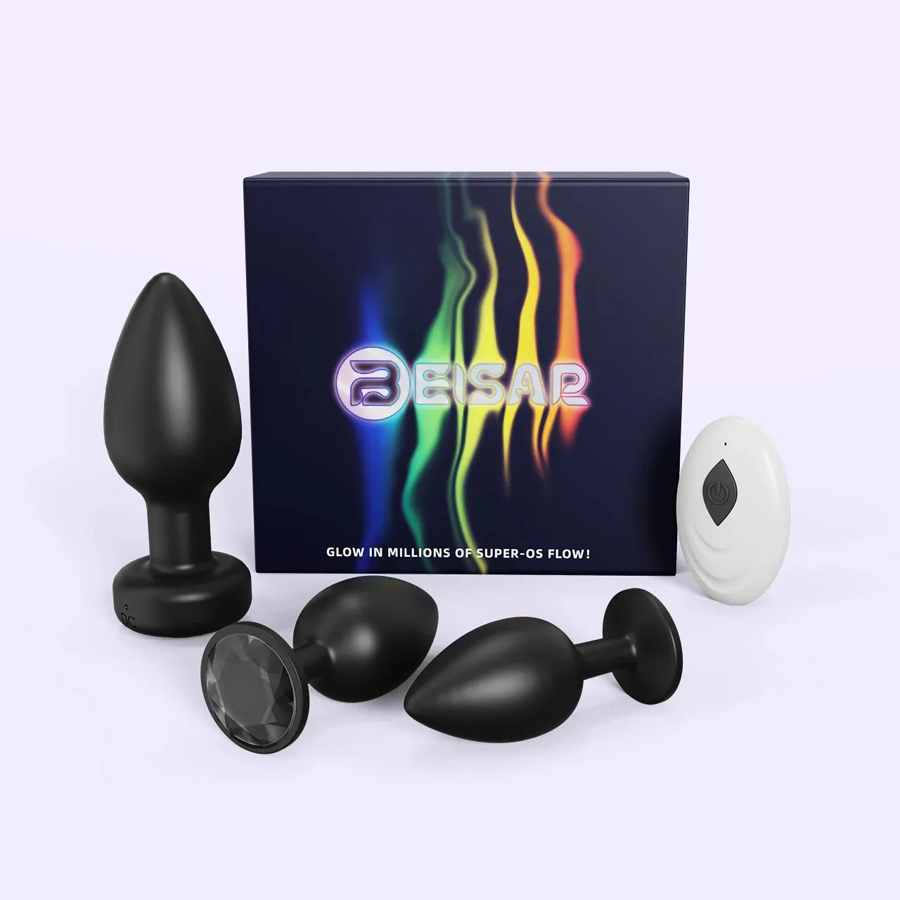 Beisar Peachy buttplug set zwart app 3-delig