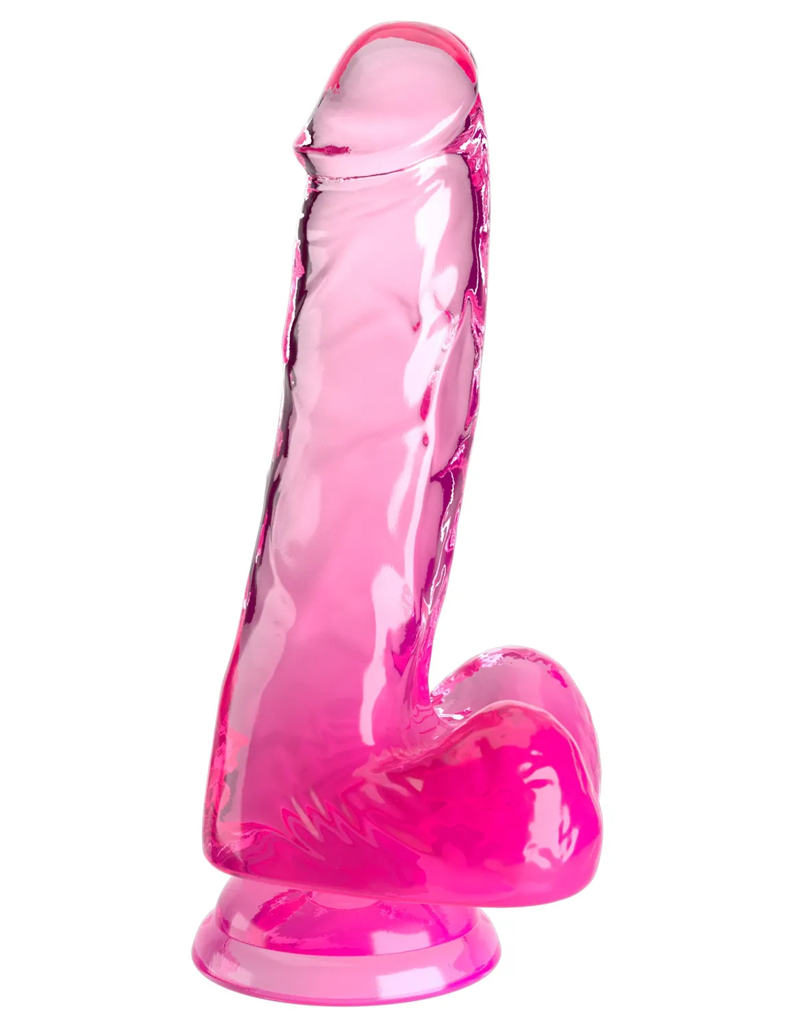 Pipedream King Cock Clear 6 dildo met ballen roze