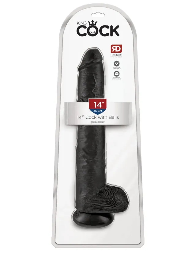Pipedream King Cock 14 Cock with Balls dildo zwart realistisch