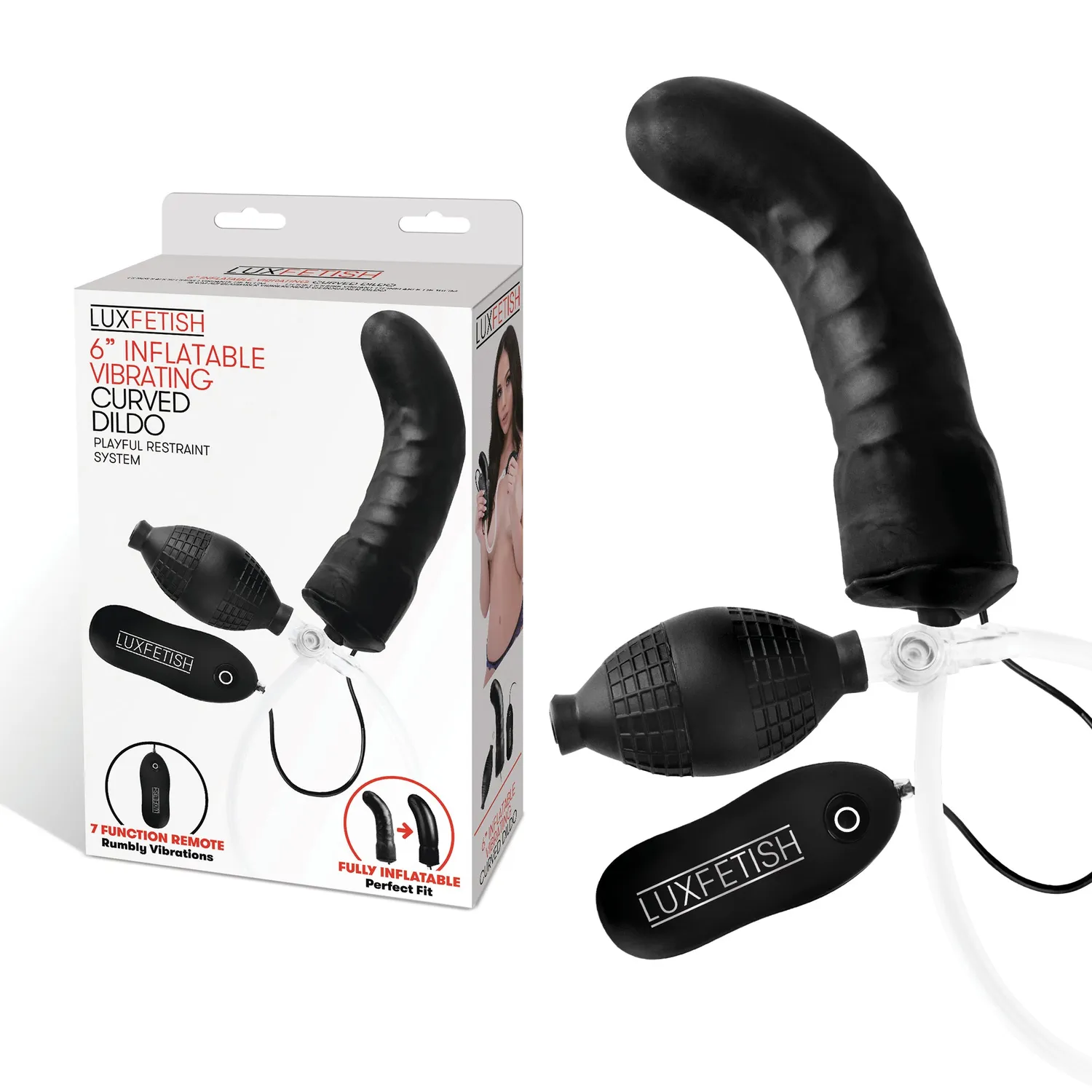 Lux Fetish 6" Opblaasbare Gebogen Vibrerende Dildo