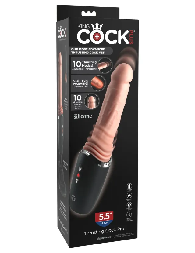Pipedream King Cock Plus 5.5 Thrusting Cock Pro dildo verwarmd