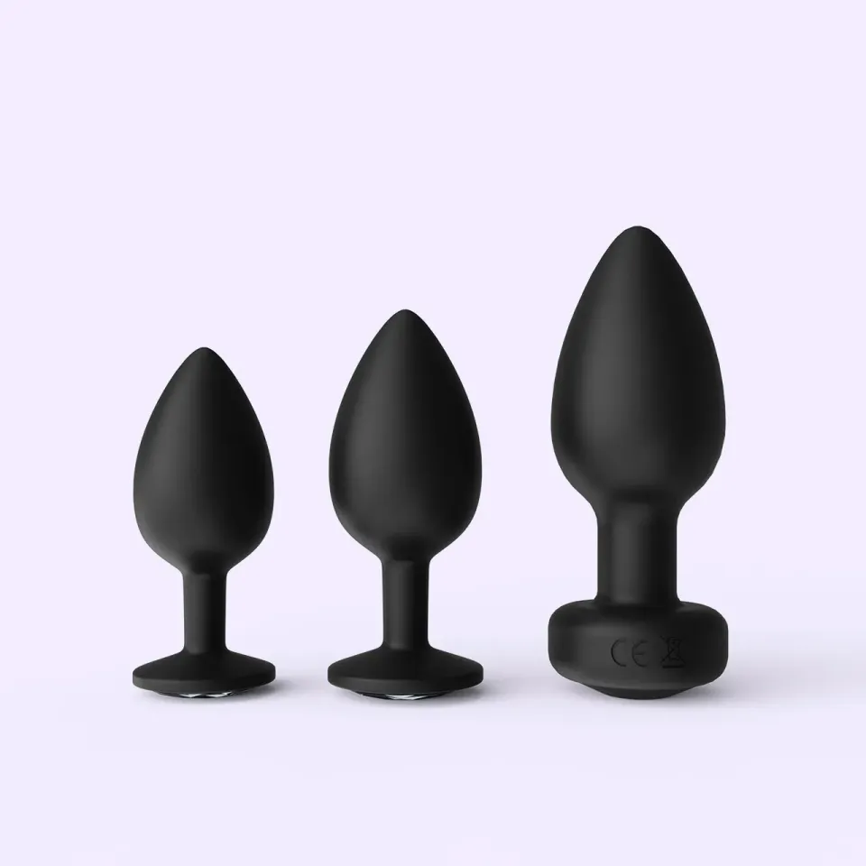 Beisar Peachy buttplug set zwart app 3-delig