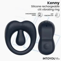Intoyou Kenny vibrerende cockring donkerblauw met app