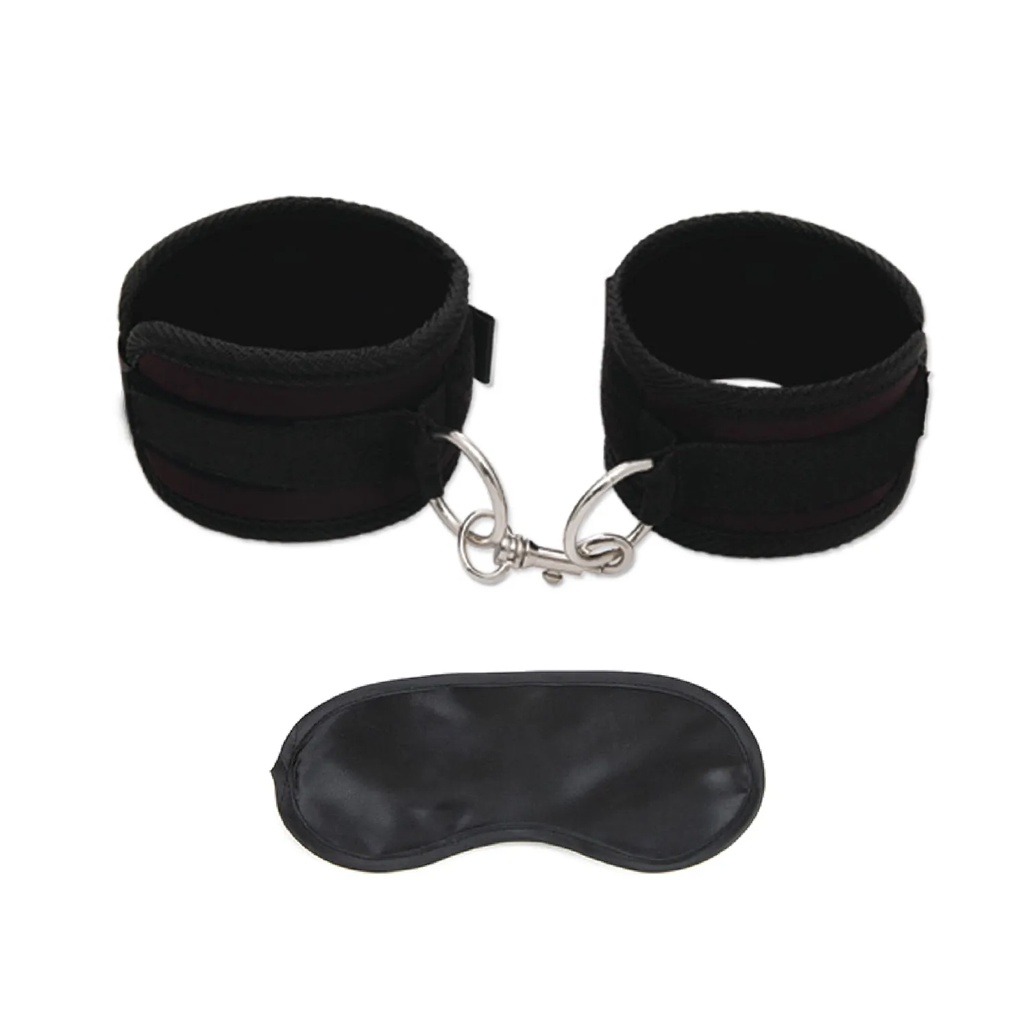 Lux Fetish Love Cuffs Handboeien Zwart Kunstleer met Blinddoek