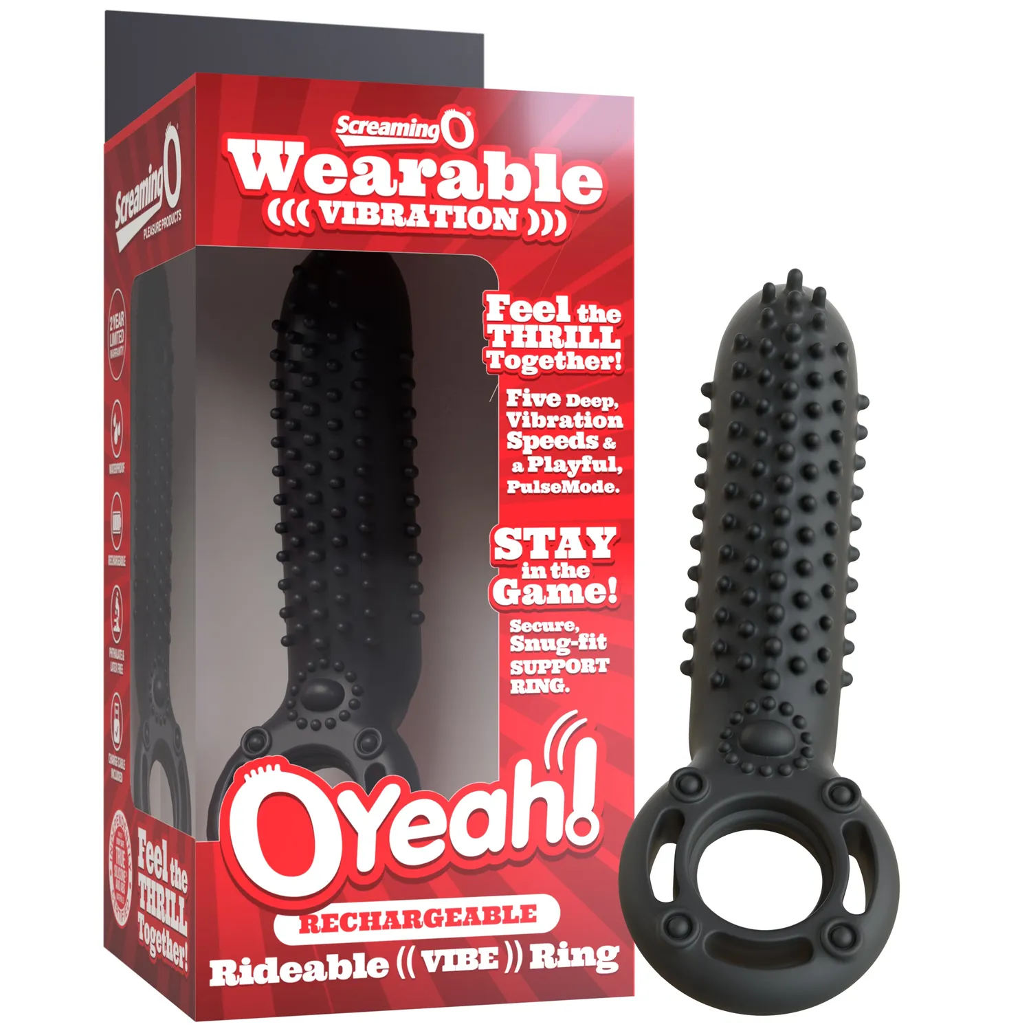Screaming O OYeah cockring zwart oplaadbaar vibrerend