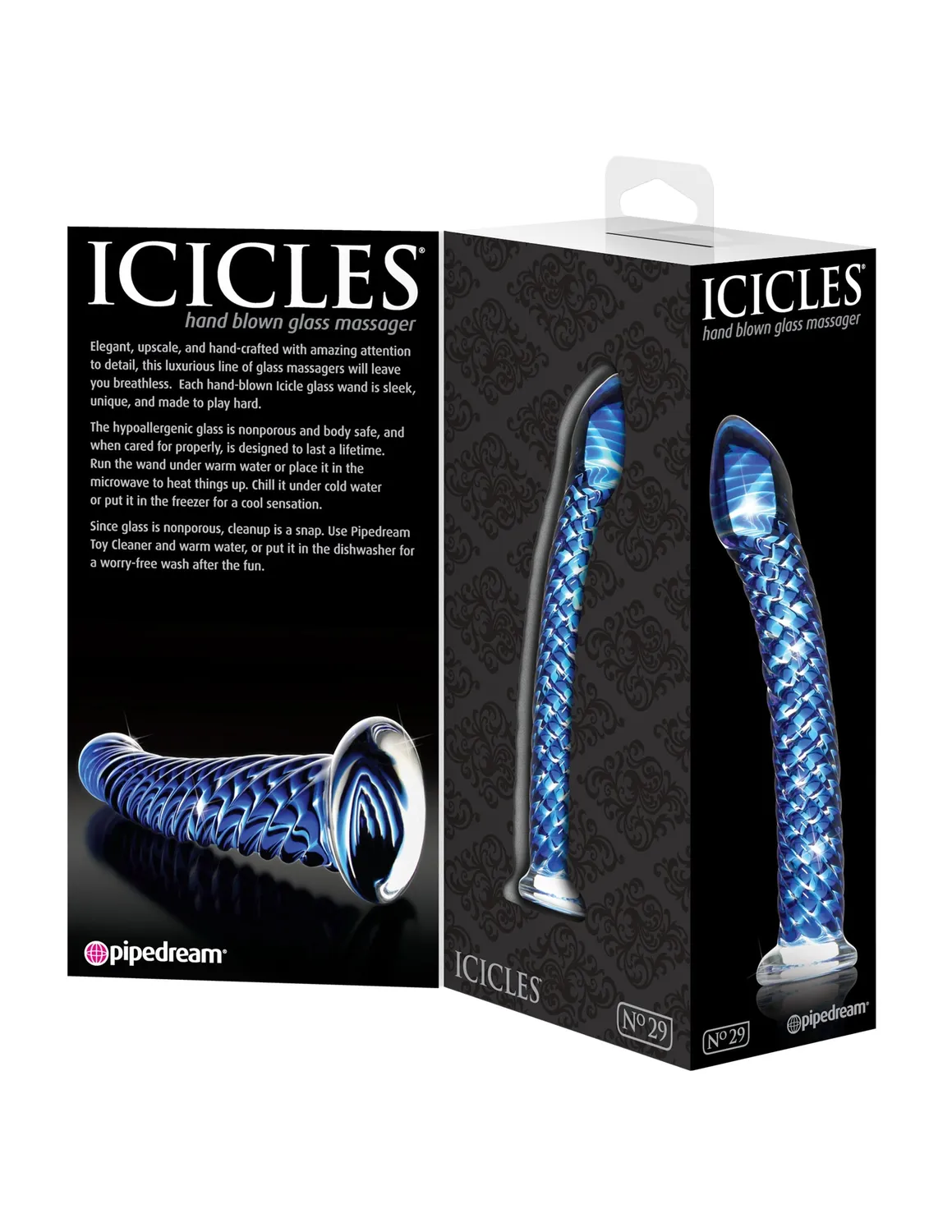 Pipedream Icicles No. 29 glazen dildo blauw handgemaakt