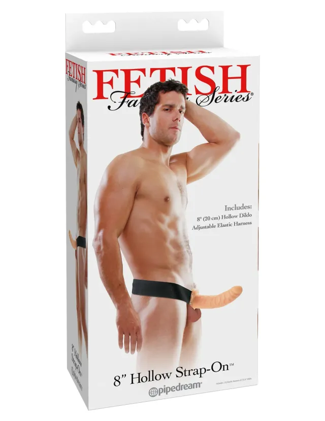 Pipedream Fetish Fantasy 8 inch holle strap-on met harnas zwart