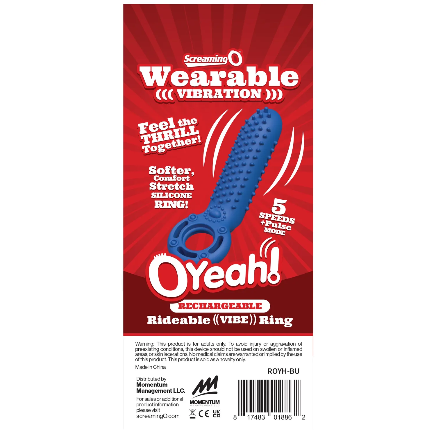Screaming O OYeah cockring zwart oplaadbaar vibrerend