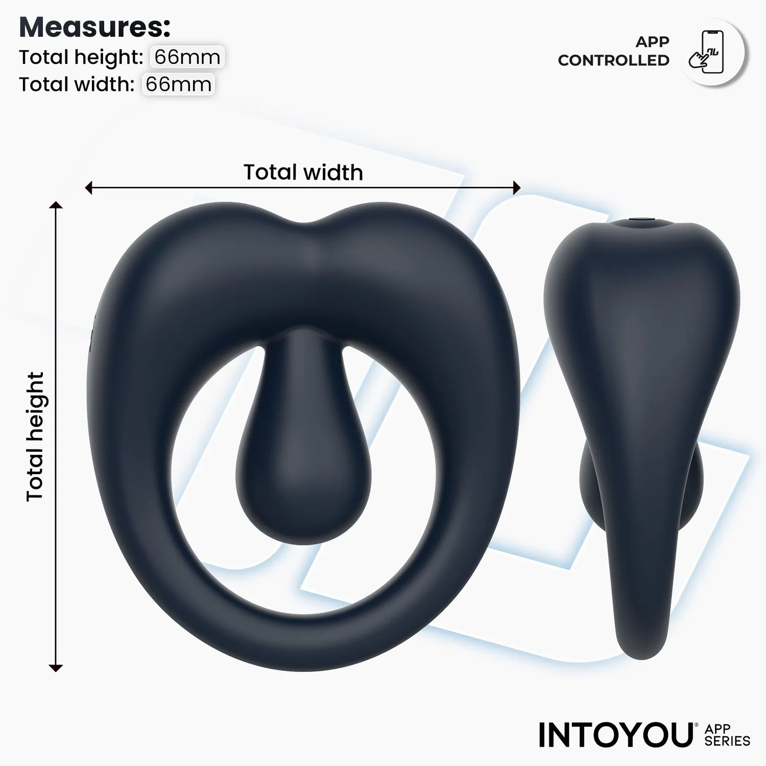 Intoyou Kenny penisring vibrerend donkerblauw met app