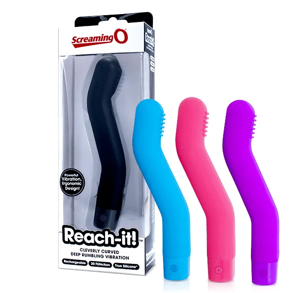Screaming O Reach-It Charged vibrator blauw gebogen