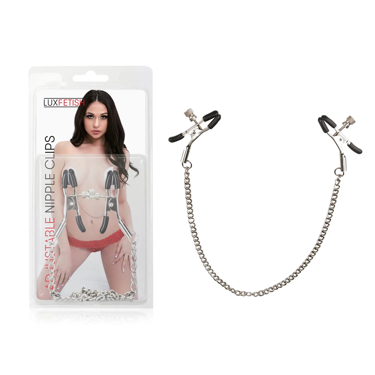 Lux Fetish Adjustable tepelclips met ketting schroef metaal
